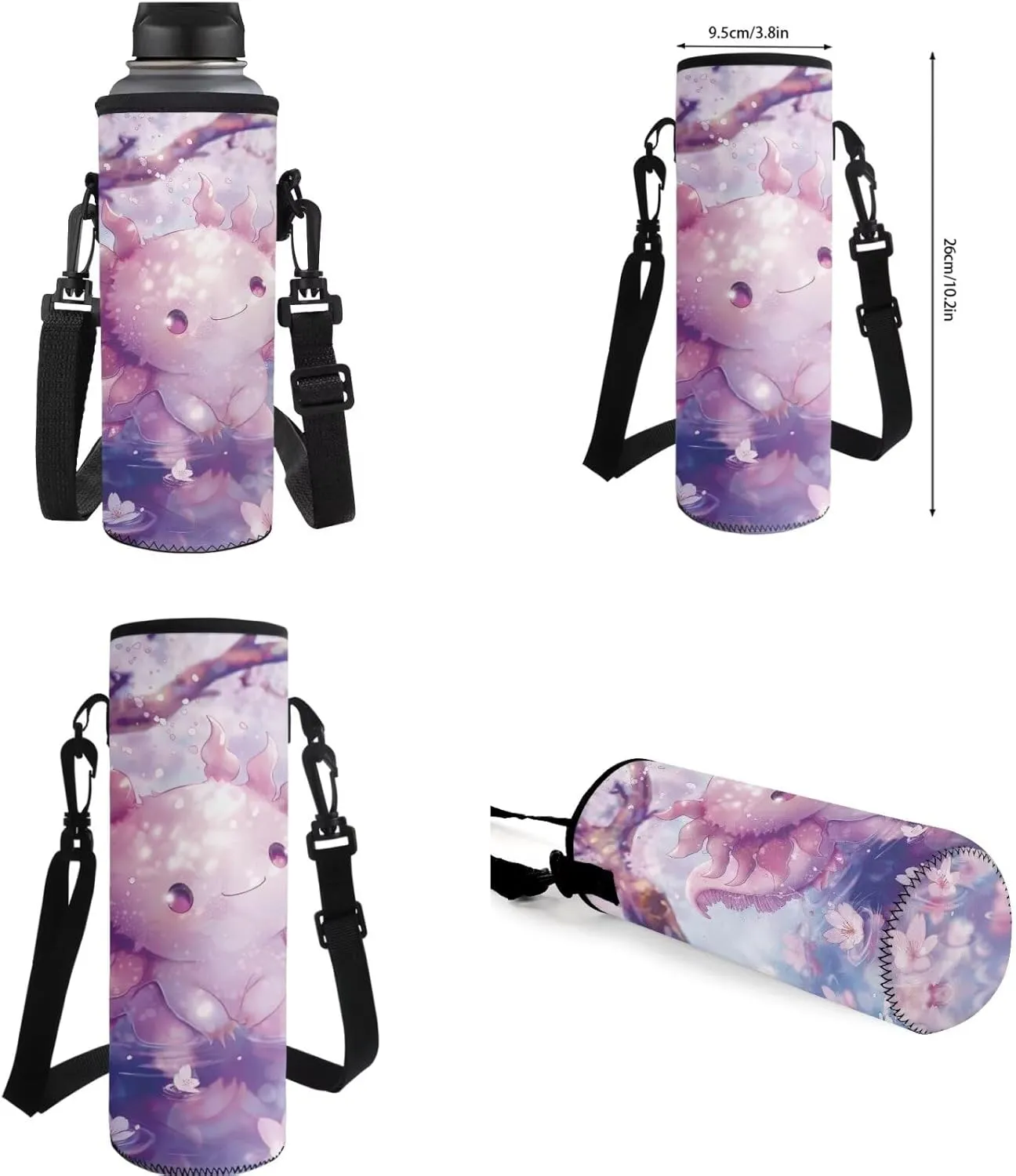 Ystardream Cu te Axolotl Backpacks for Girls 10-12 for School with Lunch Box Pencil Case 4 Pcs Set Toddler Secondary Elemenatry Back Packs with Animal Pattern Schoolbag for Kids Travel Daypack