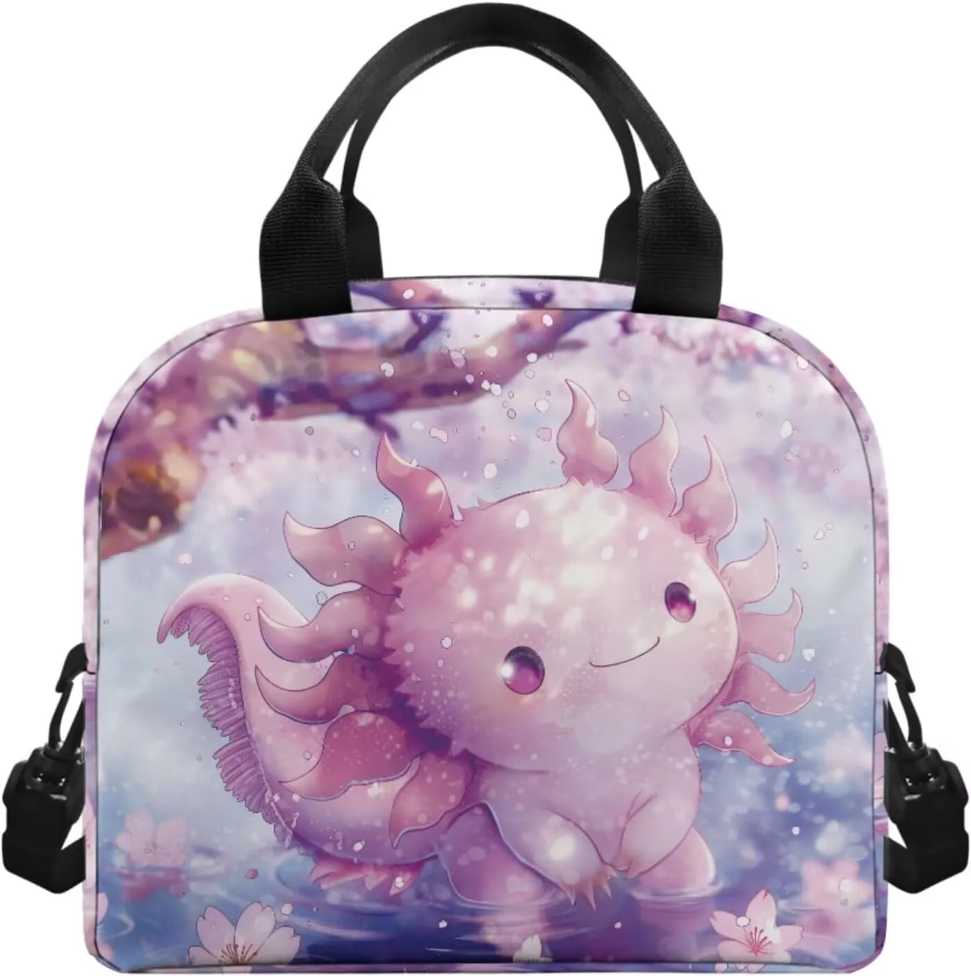 Ystardream Cu te Axolotl Backpacks for Girls 10-12 for School with Lunch Box Pencil Case 4 Pcs Set Toddler Secondary Elemenatry Back Packs with Animal Pattern Schoolbag for Kids Travel Daypack