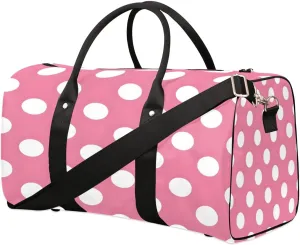 Yzrwebo Pink Polka Dots Travel Duffle Bag for Men Women Polka Dot Overnight Weekender Bag Foldable Travel Duffel Bag Large Sports Gym Bag Waterproof Luggage Tote Bag Tear Resistant