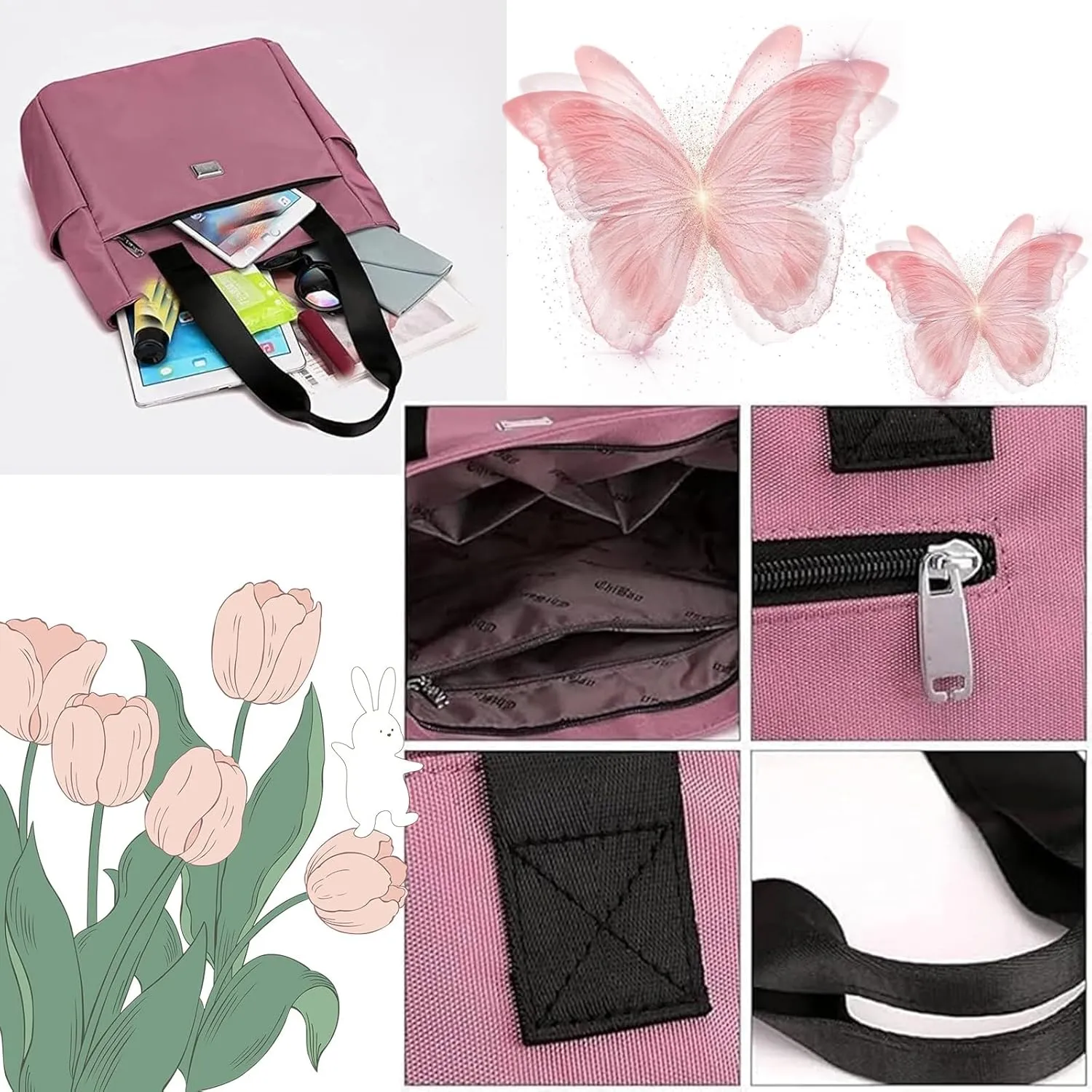 Zcjeaneviln Bag Waterproof,New Large Capacity Water Repellent Multi Pocket Nylon Shoulder Bag,Fashion Nylon Tote Bag