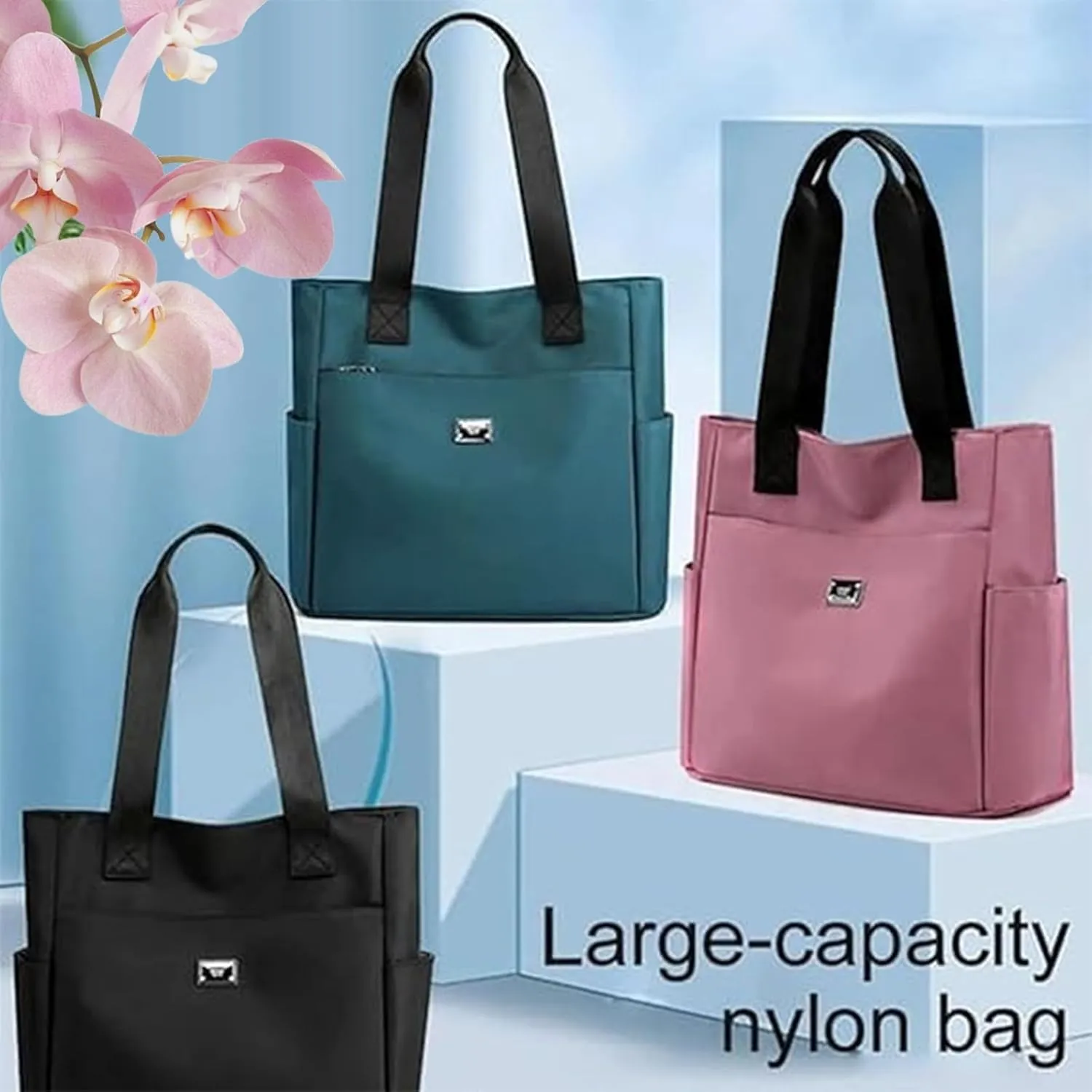 Zcjeaneviln Bag Waterproof,New Large Capacity Water Repellent Multi Pocket Nylon Shoulder Bag,Fashion Nylon Tote Bag