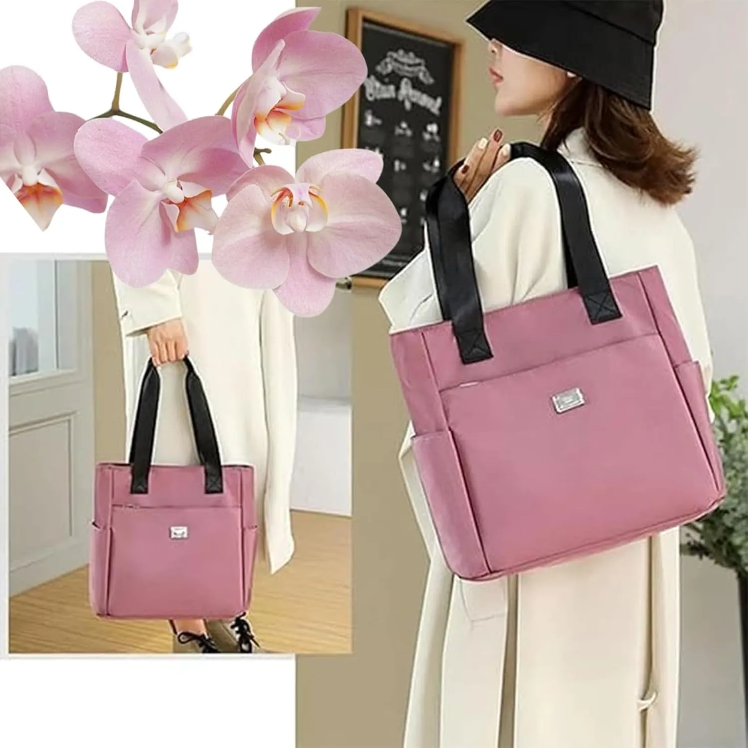 Zcjeaneviln Bag Waterproof,New Large Capacity Water Repellent Multi Pocket Nylon Shoulder Bag,Fashion Nylon Tote Bag