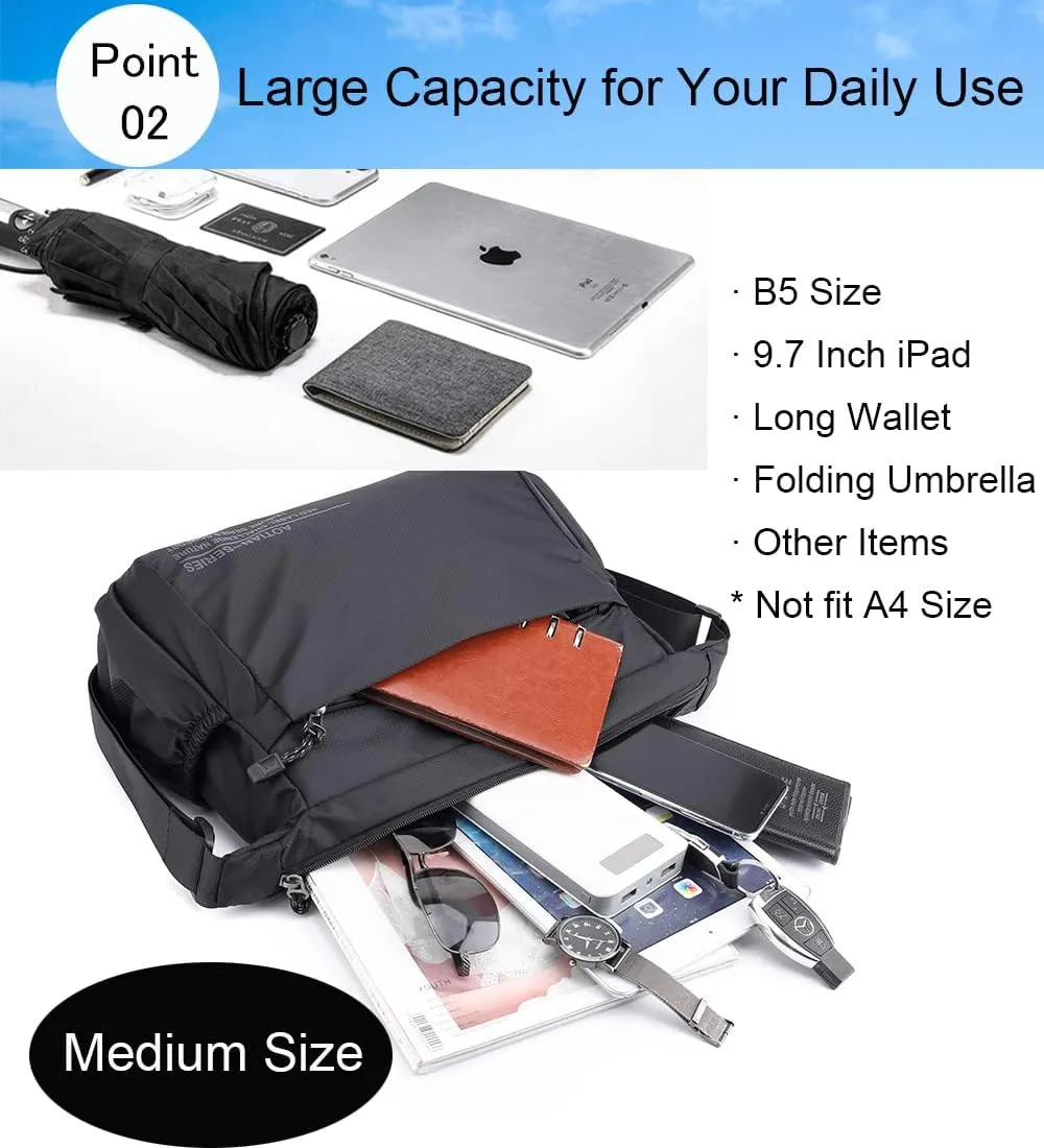 zhongningyifeng Men's Shoulder Bag Nylon Messenger Bag Crossbody Purse Waterproof Lightweight for Travel Work Outdoor