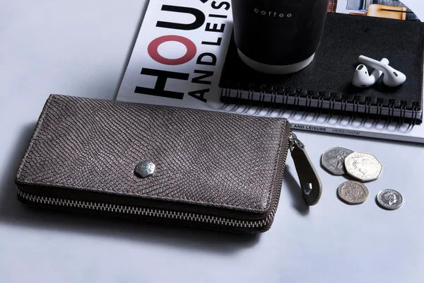 ZIP AROUND PURSE, GREY