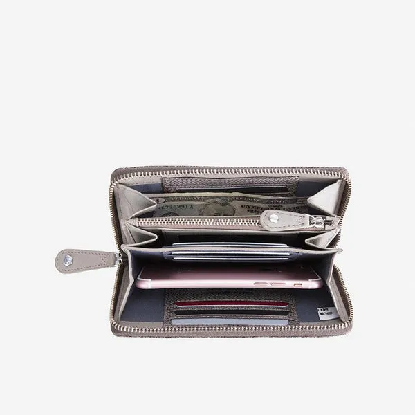 ZIP AROUND PURSE, GREY