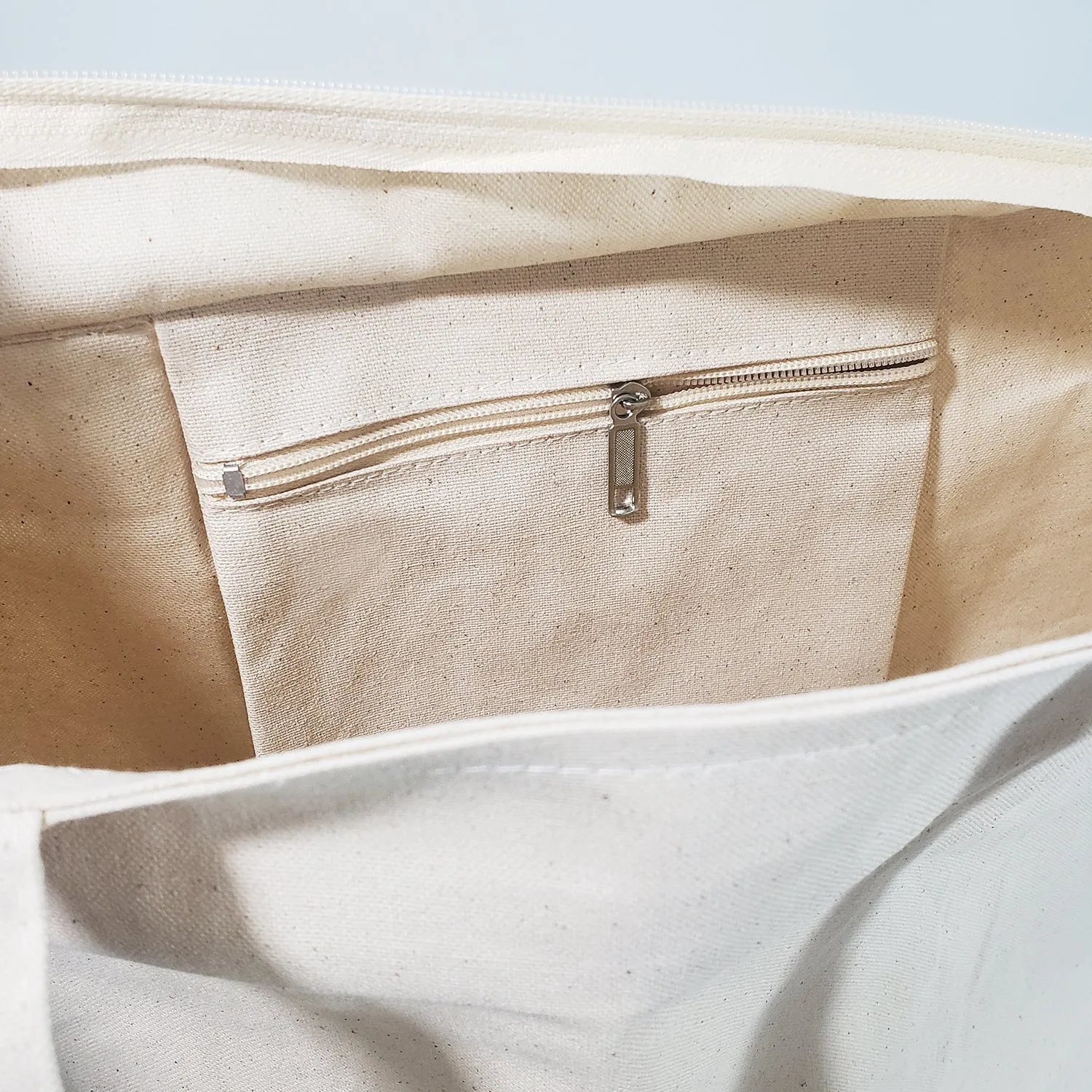 Zippered Canvas Tote Bags with Inside Zippered Pocket - TG261