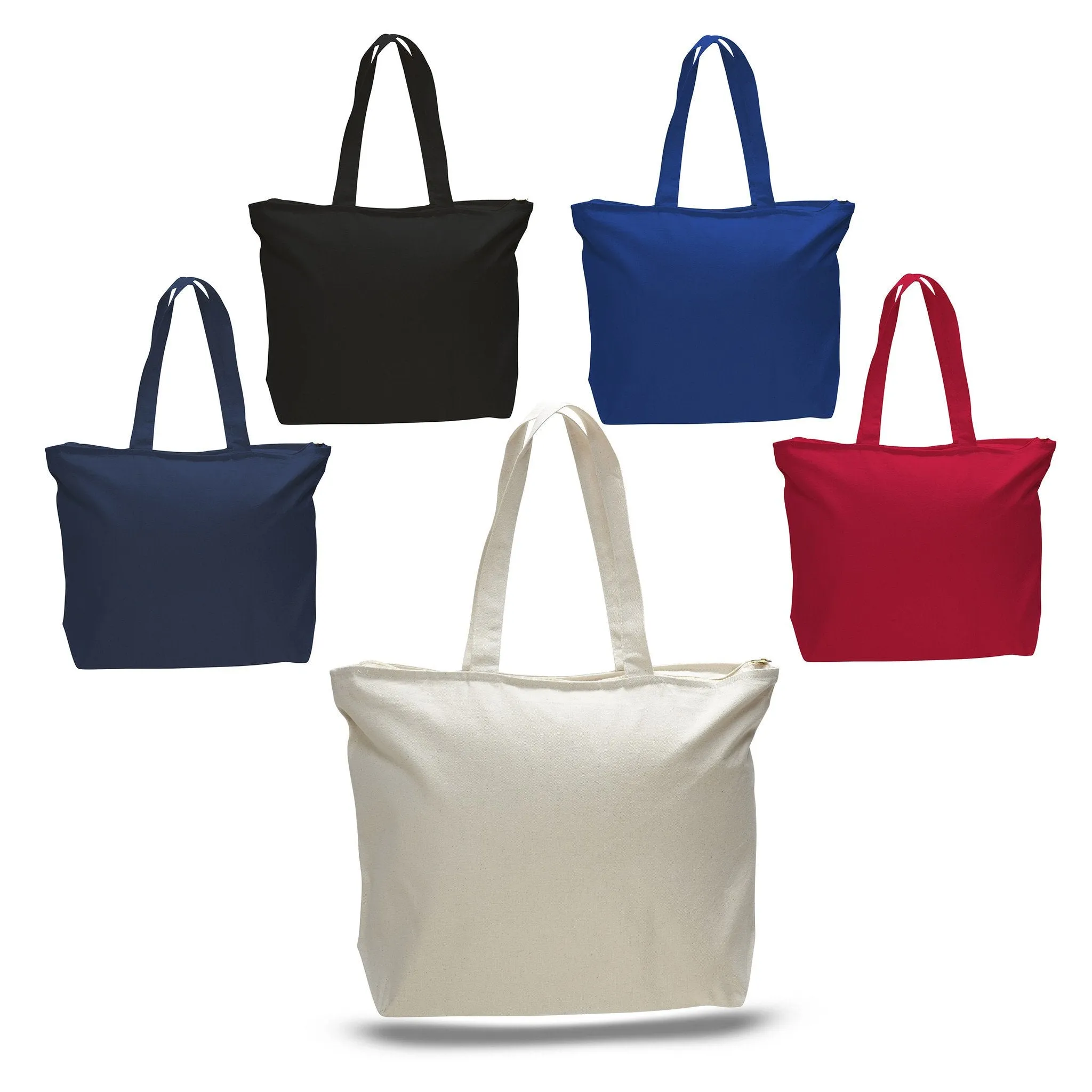 Zippered Canvas Tote Bags with Inside Zippered Pocket - TG261