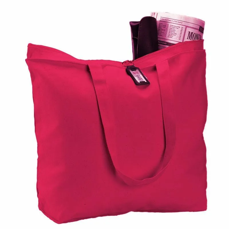 Zippered Canvas Tote Bags with Inside Zippered Pocket - TG261