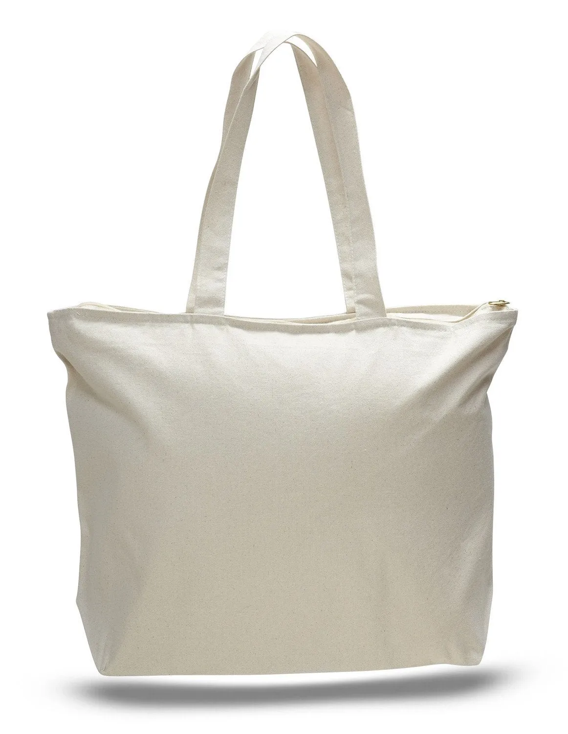 Zippered Canvas Tote Bags with Inside Zippered Pocket - TG261
