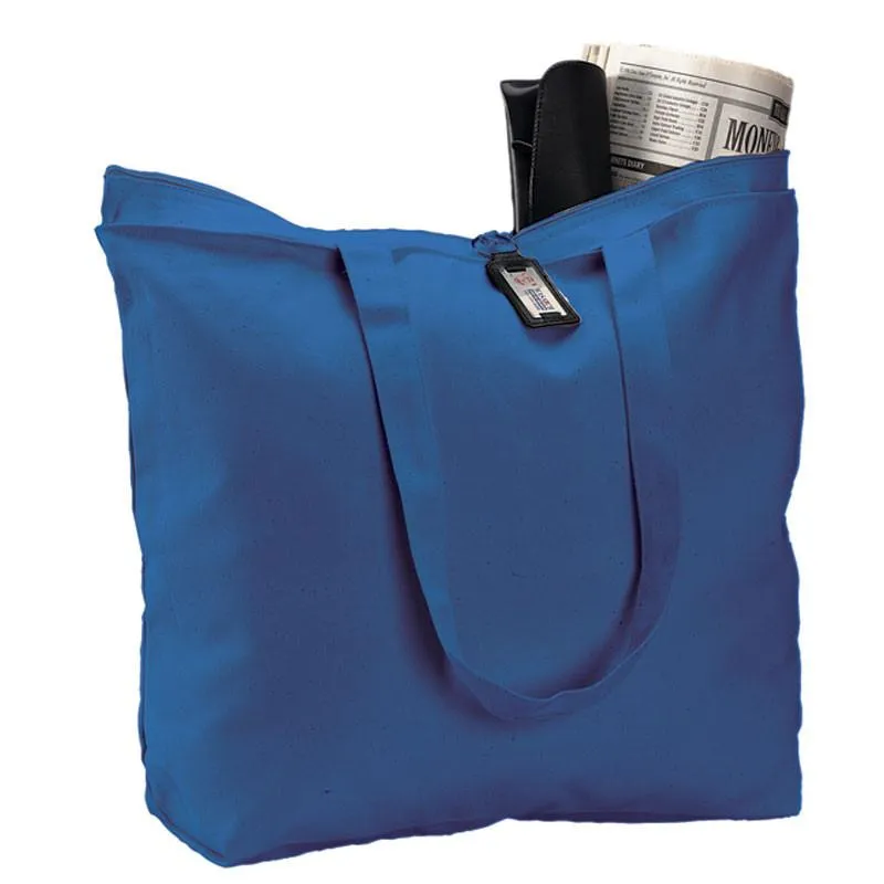 Zippered Canvas Tote Bags with Inside Zippered Pocket - TG261