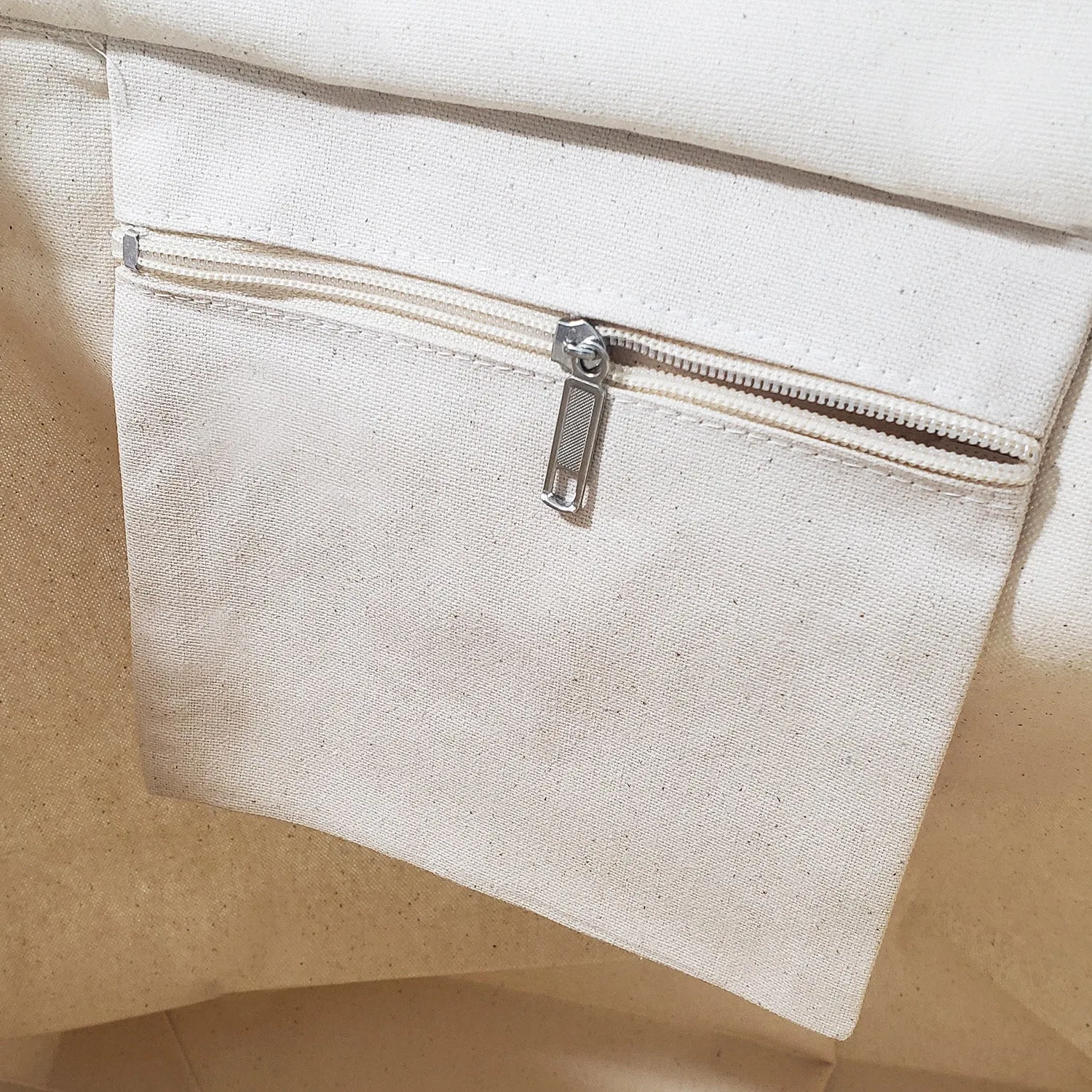 Zippered Canvas Tote Bags with Inside Zippered Pocket - TG261