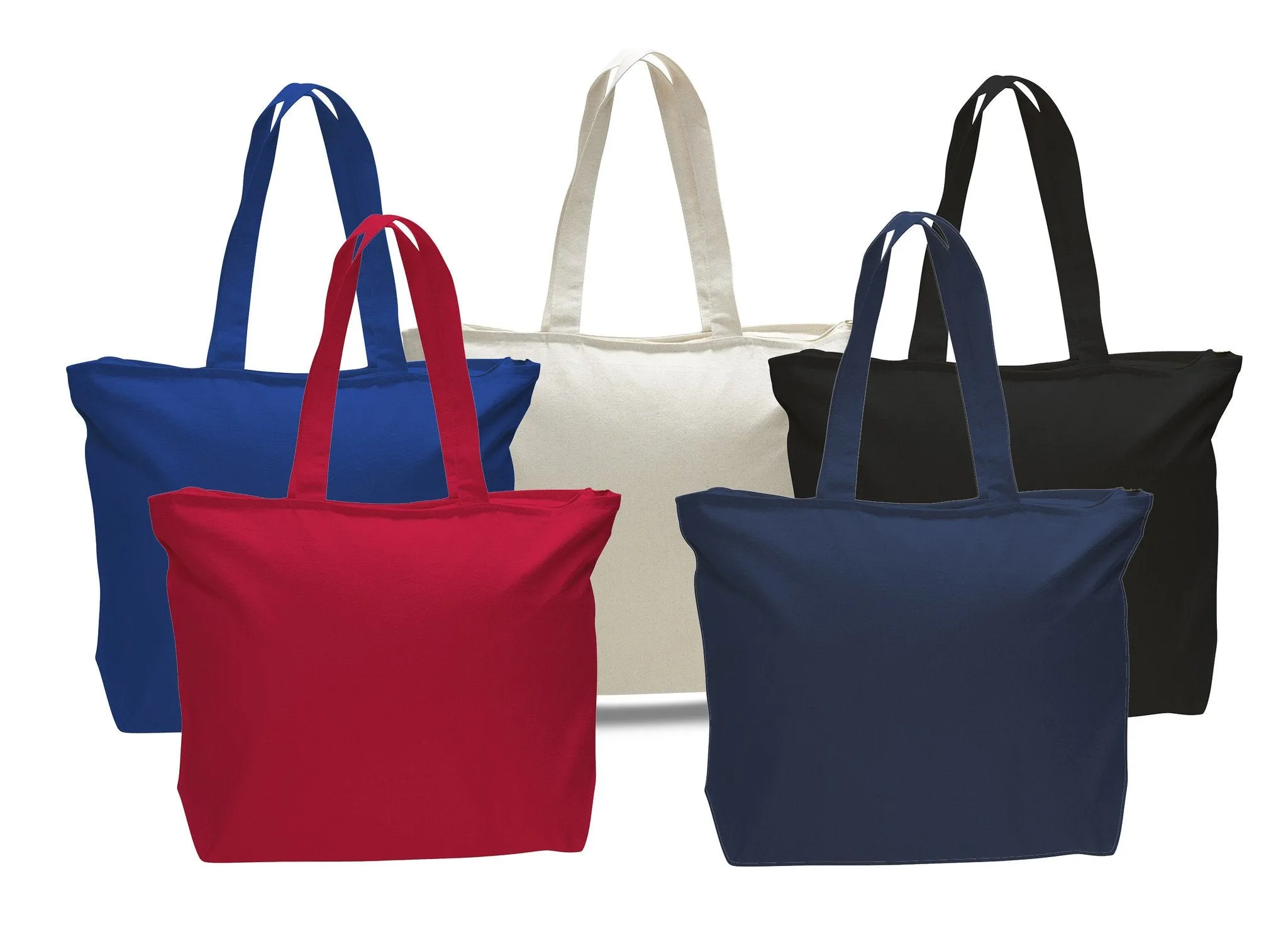 Zippered Canvas Tote Bags with Inside Zippered Pocket - TG261