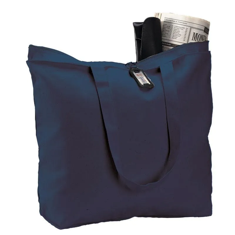 Zippered Canvas Tote Bags with Inside Zippered Pocket - TG261