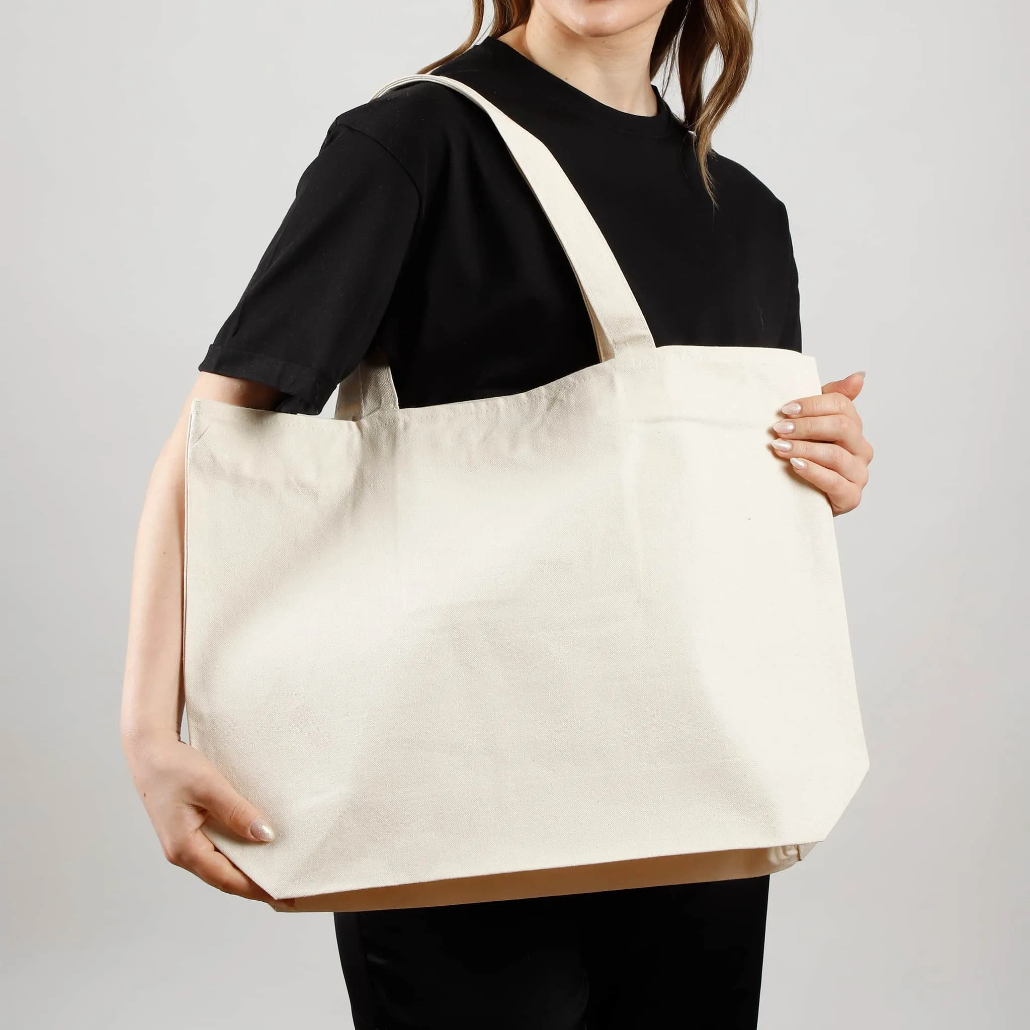 Zippered Canvas Tote Bags with Inside Zippered Pocket - TG261