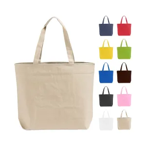 Zippered Canvas Tote Bags with Inside Zippered Pocket - TG261