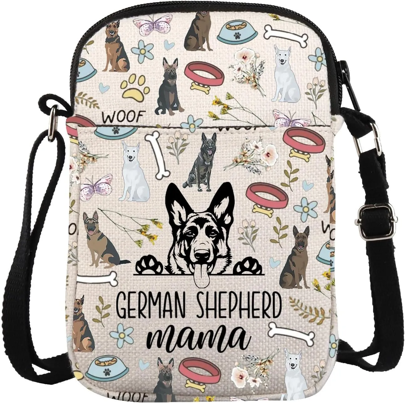 ZJXHPO German Shepherd Dog Cross Body Bag Shepherd Mama Messenger Bag German Shepherd Dog Lover Owner Gift