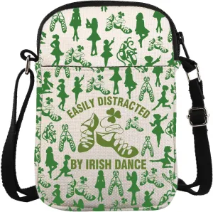 ZJXHPO Irish Dancer Cross Body Bag Easily Distracted By Irish Dance Messenger Bag Irish Dance Lover Teacher Gift