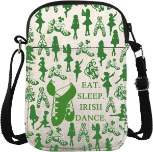 ZJXHPO Irish Dancer Crossbody Bag Eat Sleep Irish Dance Messenger Bag Irish Dance Lover Gift Irish Dance Team Carry On Bag
