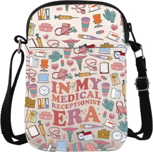 ZJXHPO Medical Receptionist Appreciation Gift In My Medical Receptionist Era Cross Body Bag MA Reception Messenger Bag