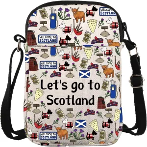 ZJXHPO Scotland Trip Crossbody Bag Let’s Go To Scotland Messenger Bag Scotland Travel Vacation Gift Scotland Journey Souvenir
