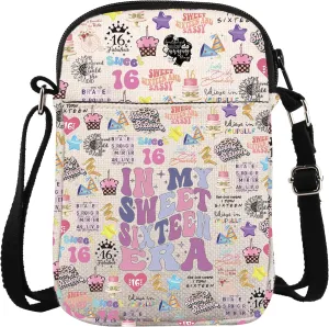 ZJXHPO Sweet 16 Cross Body Bag In My Sweet Sixteen Era Messenger Bag 16th Birthday Party Gift Happy 16th Gift