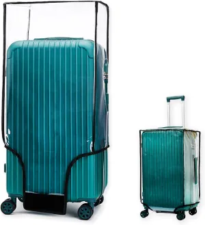 ZOUNI Clear PVC Luggage Cover, 20 24 28 30 Inch Waterproof Transparent Travel Suitcase Protector for Wheeled Luggage