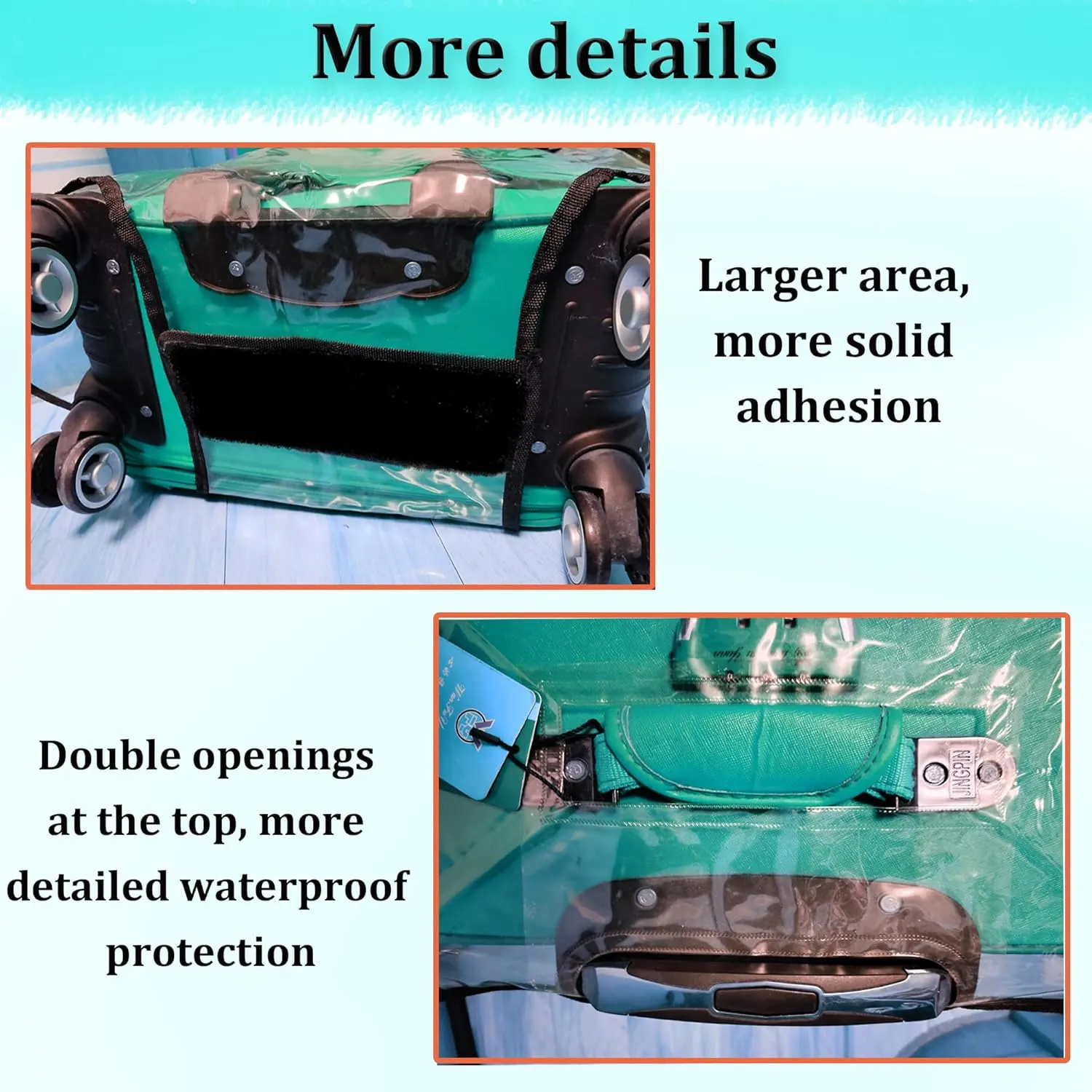 ZOUNI Clear PVC Luggage Cover, 20 24 28 30 Inch Waterproof Transparent Travel Suitcase Protector for Wheeled Luggage
