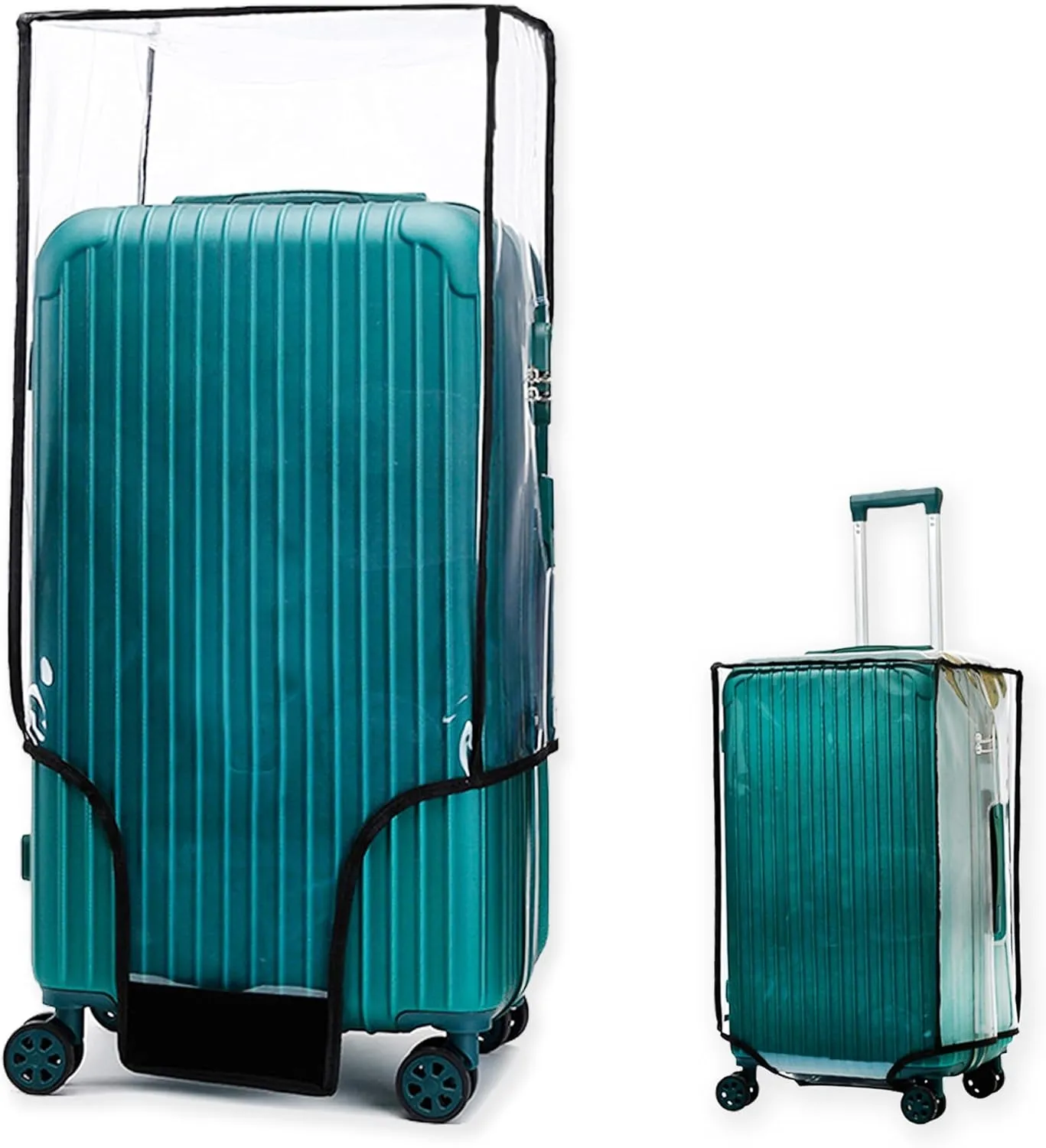 ZOUNI Clear PVC Luggage Cover, 20 24 28 30 Inch Waterproof Transparent Travel Suitcase Protector for Wheeled Luggage