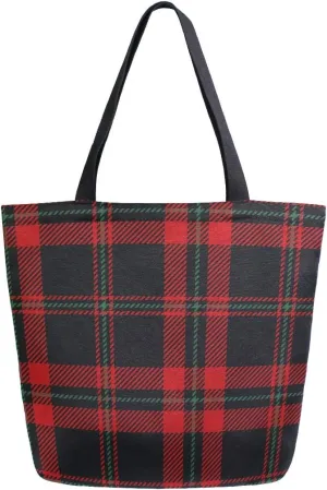 ZZXXB Christmas Plaid Reusable Grocery Shopping Bag Heavy Duty Canvas Tote Bag Large Collapsible Washable Handbag Shoulder for Women